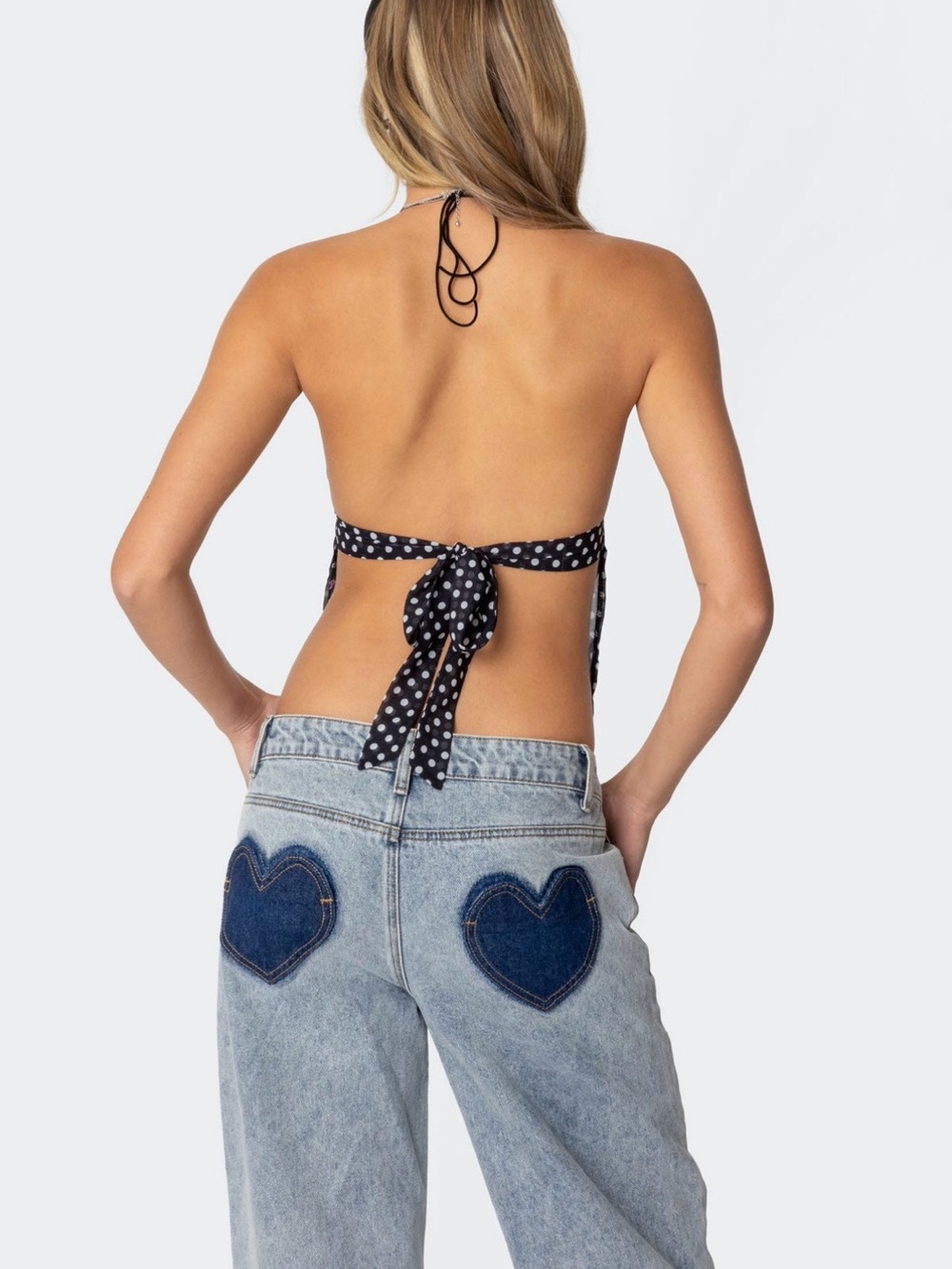 Edikted Black & White Polka Dot Halter Cami - Picture 2 of 3